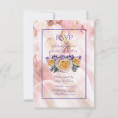 Bleke roze roze roze met Paarse ongelukken RSVP Kaart (Voorkant)