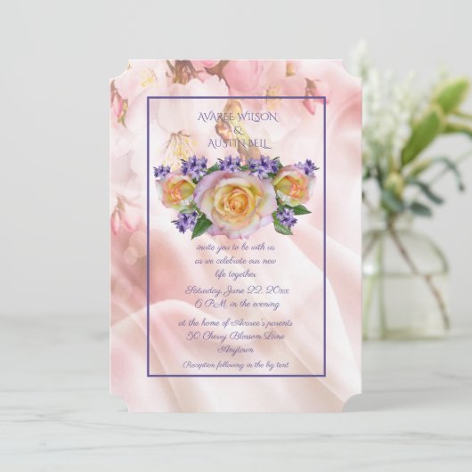 Bleke roze roze roze met Paarse ongevallen Kaart (Staand voorkant)