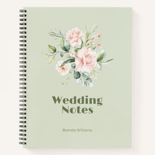 Bleke roze rozen bruiloft notitieboek (Voorkant)