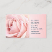 Bleke roze rozen, donkerblauwe tekst, stijlvol visitekaartje (Achterkant)