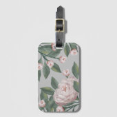 Bleke roze rozen met bewerkbare achtergrond bagagelabel (Voorkant (verticaal))