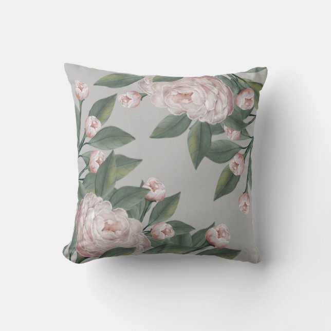 Bleke Roze Rozen Met bewerkbare achtergrond Kussen (Voorkant)