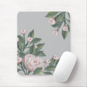Bleke Roze Rozen Met bewerkbare achtergrond Muismat (Met muis)