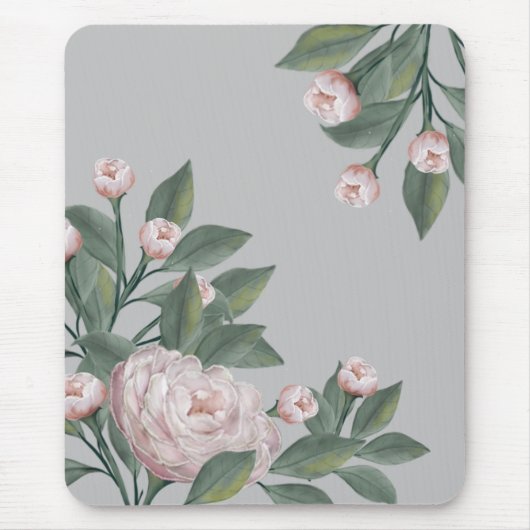 Bleke Roze Rozen Met bewerkbare achtergrond Muismat (Voorkant)