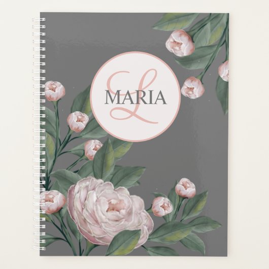Bleke roze rozen met bewerkbare achtergrond planner (Voorkant)