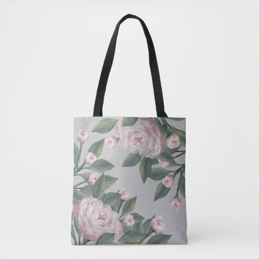 Bleke Roze Rozen Met bewerkbare achtergrond Tote Bag (Voorkant)