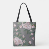 Bleke Roze Rozen Met bewerkbare achtergrond Tote Bag (Achterkant)