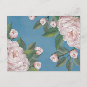 Bleke roze rozen met blauw marineachtergrond briefkaart