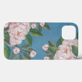 Bleke roze rozen met blauw marineachtergrond Case-Mate iPhone case (Achterkant (horizontaal))