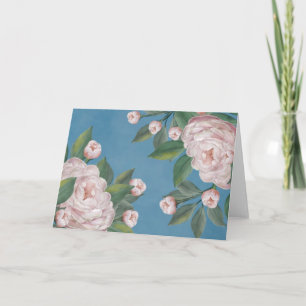 Bleke Roze Rozen met Marineblauwe Achtergrond  Kaart