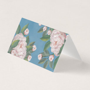 Bleke Roze Rozen met Marineblauwe Achtergrond Kaart