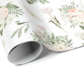 Bleke Roze Rozen Op Wit Cadeaupapier (Rol Hoek)
