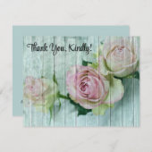 Bleke Roze Rozen, Shabby Chic, Dank u, Platte Kaar (Voorkant / Achterkant)