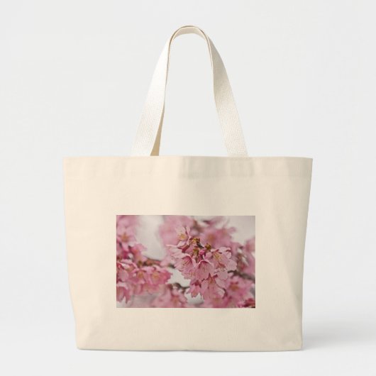 Bleke Roze Sakura Kersenbloesem Grote Tote Bag (Voorkant)