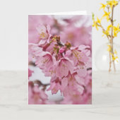 Bleke Roze Sakura Kersenbloesem Kaart (Gele Bloem)