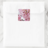 Bleke Roze Sakura Kersenbloesem Vierkante Sticker (Tas)