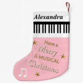 Bleke Roze Schattigee Feestelijke Pianotoetsen Gep Kleine Kerstsok (Achterkant)