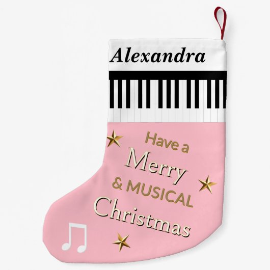 Bleke Roze Schattigee Feestelijke Pianotoetsen Gep Kleine Kerstsok (Achterkant)