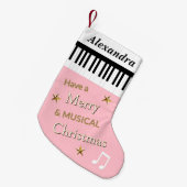 Bleke Roze Schattigee Feestelijke Pianotoetsen Gep Kleine Kerstsok (Voorkant (Hangend))