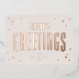 Bleke Roze Seizoen Groeten Retro Stars Flat Folie Feestdagenkaart