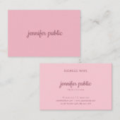 Bleke roze Sjabloon van Elegant modern handschrift Visitekaartje (Voorkant / Achterkant)