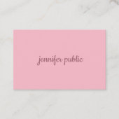 Bleke roze Sjabloon van Elegant modern handschrift Visitekaartje (Voorkant)