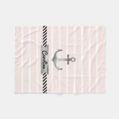 Bleke Roze Strepen Waterverf Anker Gepersonaliseer Fleece Deken (Voorkant (Horizontaal))