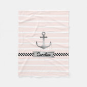 Bleke Roze Strepen Waterverf Anker Gepersonaliseer Fleece Deken (Voorkant)