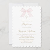 bleke roze strik | doop kaart (Voorkant)