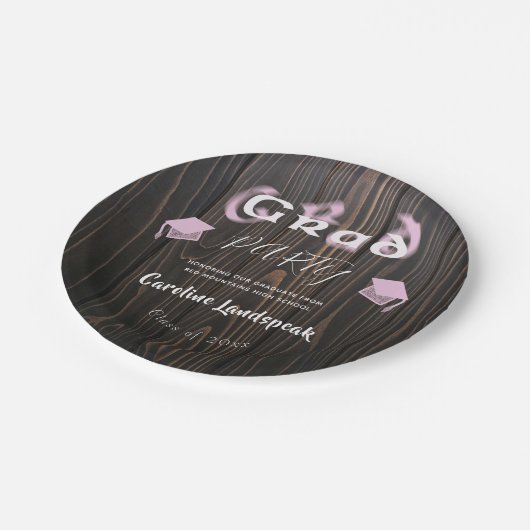 Bleke Roze Vervaagde Typografie Afstudeerfeest Papieren Bordje (Gekanteld)