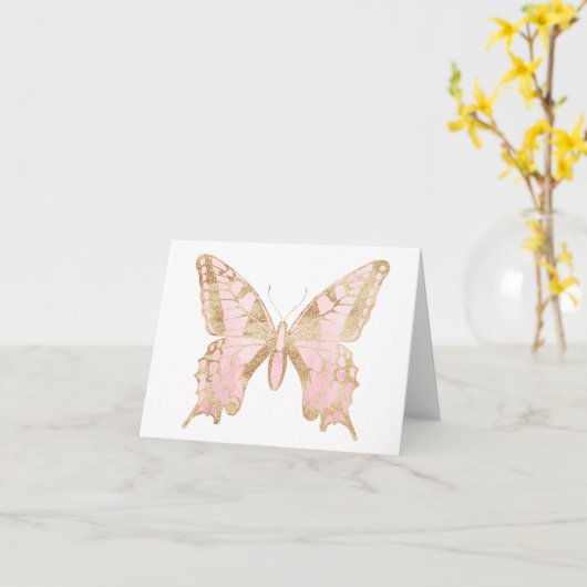 Bleke roze vlinder BLANK Kaart (Gele Bloem)