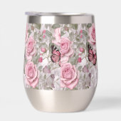 Bleke Roze Vlinders en Rozen Bloemen (Rechts)