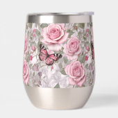 Bleke Roze Vlinders en Rozen Bloemen (Links)