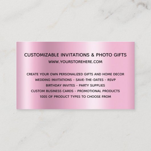 Bleke roze vormgeving met drijfveren Ombre Online  Visitekaartje (Achterkant)