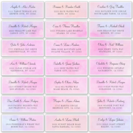 Bleke roze Waterverf Individuele Adresetiketten Sticker (Voorkant)