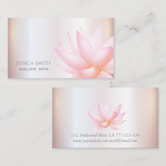 Bleke roze waterverf lotusbloem visitekaartje (Voorkant / Achterkant)