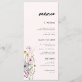 Bleke roze Waterverf Wilde bloemen Bindende Mannen Menu (Voorkant)