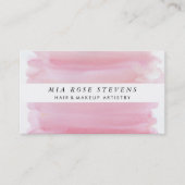 Bleke roze Waterverf & witte streep Visitekaartje (Voorkant)
