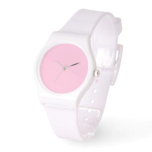 Bleke Roze Wijzerplaat Witte Silicone Horloge