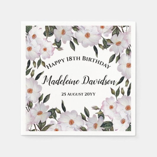 Bleke roze witte rozen met baard ontwerp servet (Voorkant)