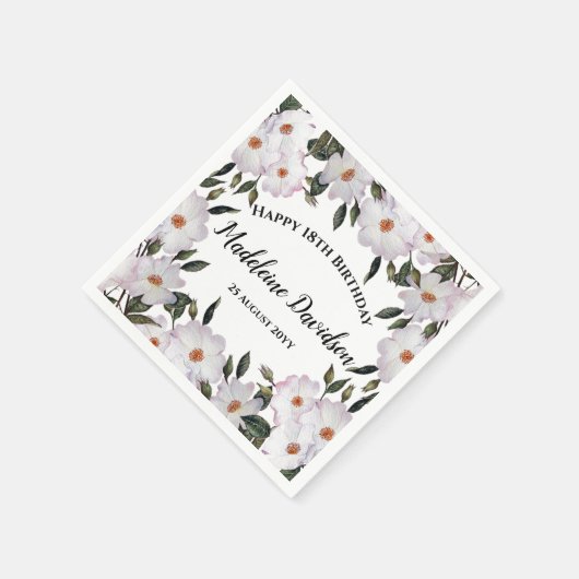 Bleke roze witte rozen met baard ontwerp servet (Hoek)