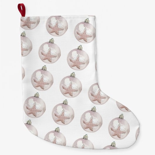 Bleke Roze Zee Star Ornament Pattern Grote Kerstsok (Voorkant)