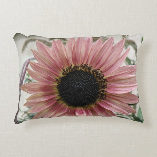 Bleke roze zonnebloem accent kussen (Voorkant)
