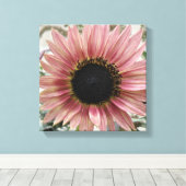 Bleke roze zonnebloem canvas afdruk (Insitu (Houten vloer))