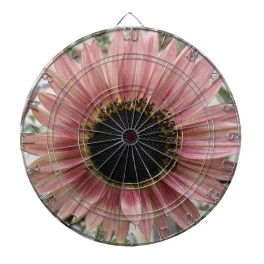 Bleke roze zonnebloem dartbord (Voorkant)