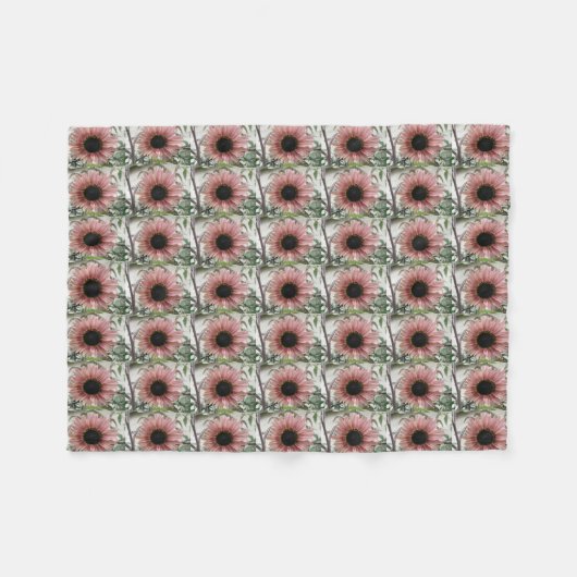 Bleke roze zonnebloem fleece deken (Voorkant (Horizontaal))
