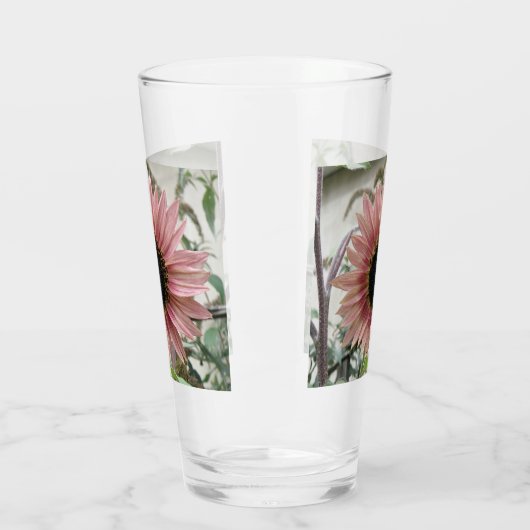 Bleke roze zonnebloem glas (Links)