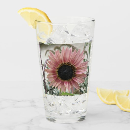 Bleke roze zonnebloem glas (Voorkant ijs)