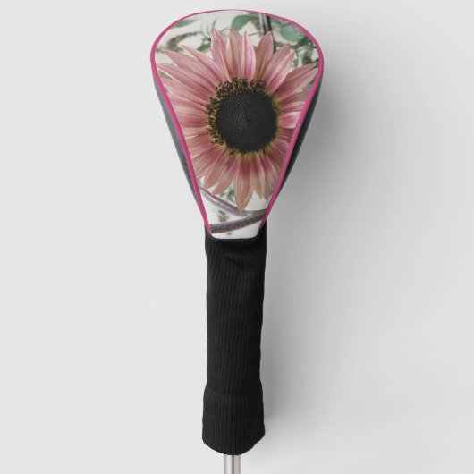 Bleke roze zonnebloem golfheadcover (Voorkant)