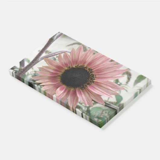 Bleke roze zonnebloem post-it® notes (Schuin)